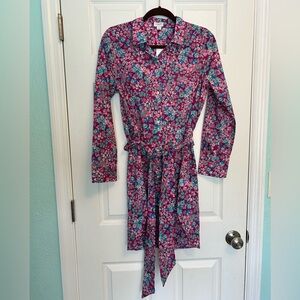 NWT J. Crew Pink and Purple Floral Button down Shirt Dress